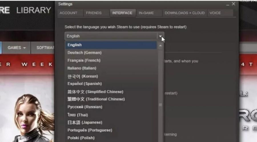 Como en la configuración de vapor, el idioma ruso.  Cómo cambiar el idioma en Steam.  Cómo cambiar el idioma en Steam para el cliente
