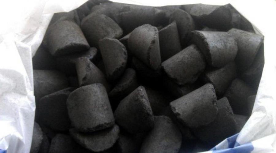 Press for coal briquettes.  Equipment for briquetting coal dust.  Briquetted coal - what is it?