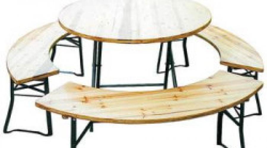 Mesa dobrável para desenhos comerciais DIY.  Fazendo uma mesa de piquenique dobrável.  Mesa de piquenique dobrável
