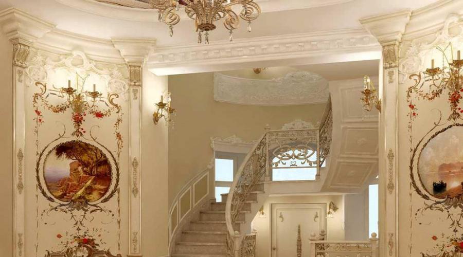 Decorating the ceiling in the hallway with moldings.  Moldings in the interior of the apartment.  Decorating walls with moldings: color solutions