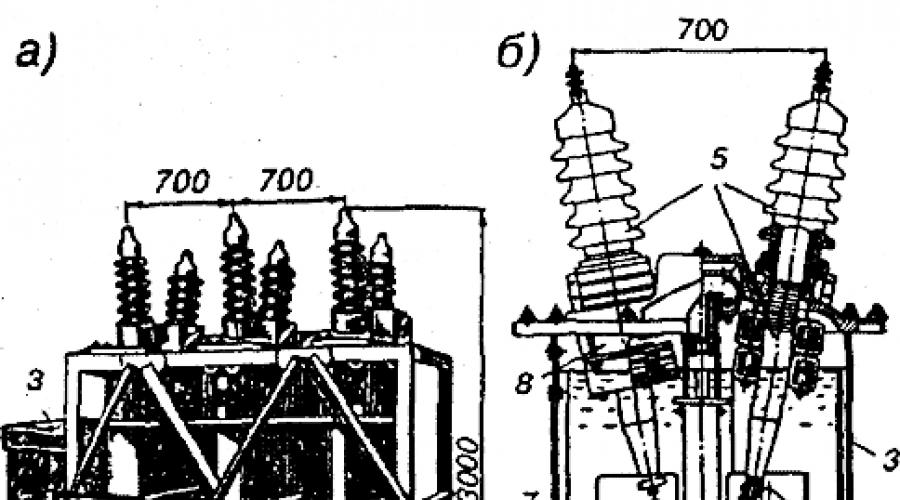 Multi-volume oil switches.  Main characteristics of oil switches Main technical data of the switch