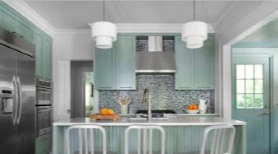 گزینه های طراحی آشپزخانه رنگ نعنایی.  دکوراسیون داخلی در رنگ های نعنایی: ترکیب، انتخاب سبک، تزئینات و مبلمان (65 عکس) ترکیب غذاهای نعنایی با رنگ های دیگر