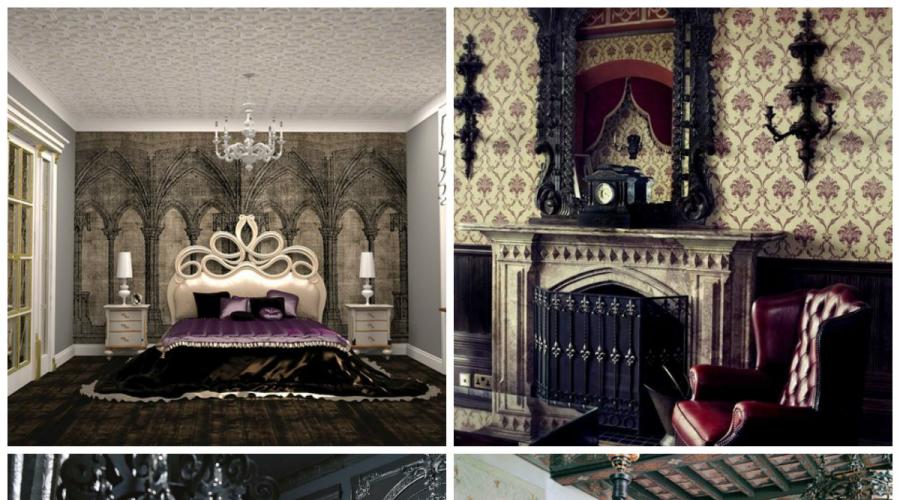 Skice interijera sobe u gotičkom stilu.  Dizajn interijera u gotičkom stilu.  Antička estetika u modernim domovima
