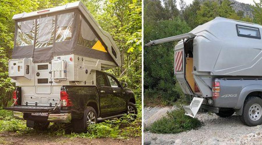 AnViR Special residential module for off-road expeditions - an aerodynamic house-liner.  Geocamper residential module for a pickup truck Do it yourself residential module for a pickup truck