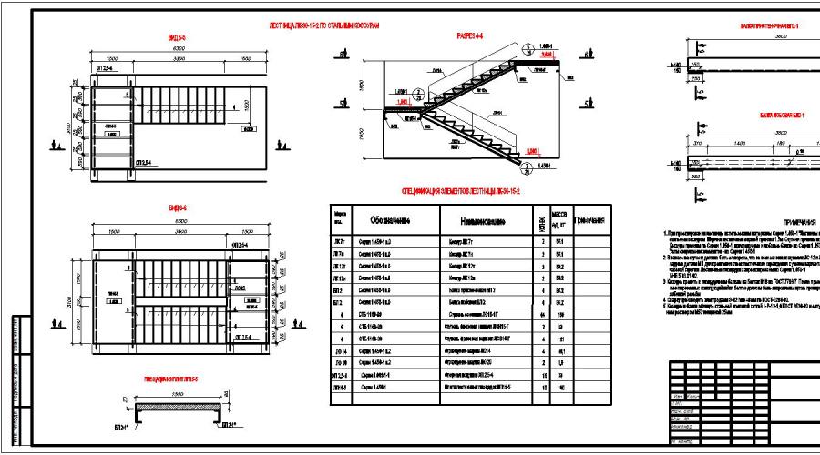 Metalno stubište dwg.  Materijali.  Dizajn metalnog stubišta s platformom - dwg crtež