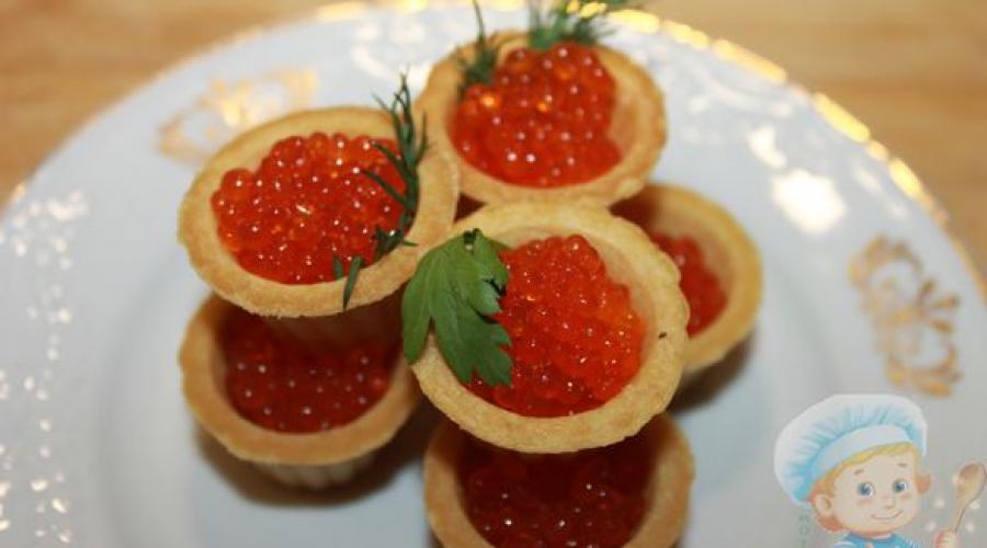 Delicious canapé tartlets with fish caviar for a festive buffet: recipes with photos.  Tartlets with fish caviar for the festive table: filling recipes.  Tartlets with caviar are a welcome appetizer!  Recipes for elegant and delicious tartlets with caviar and other accompaniments